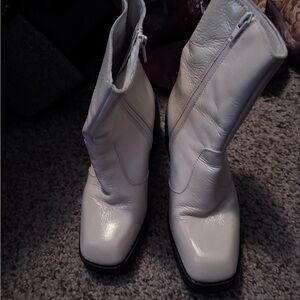 White Leather Women's Boots